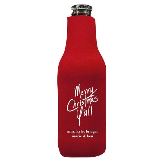 Fun Merry Christmas Y'all Bottle Huggers